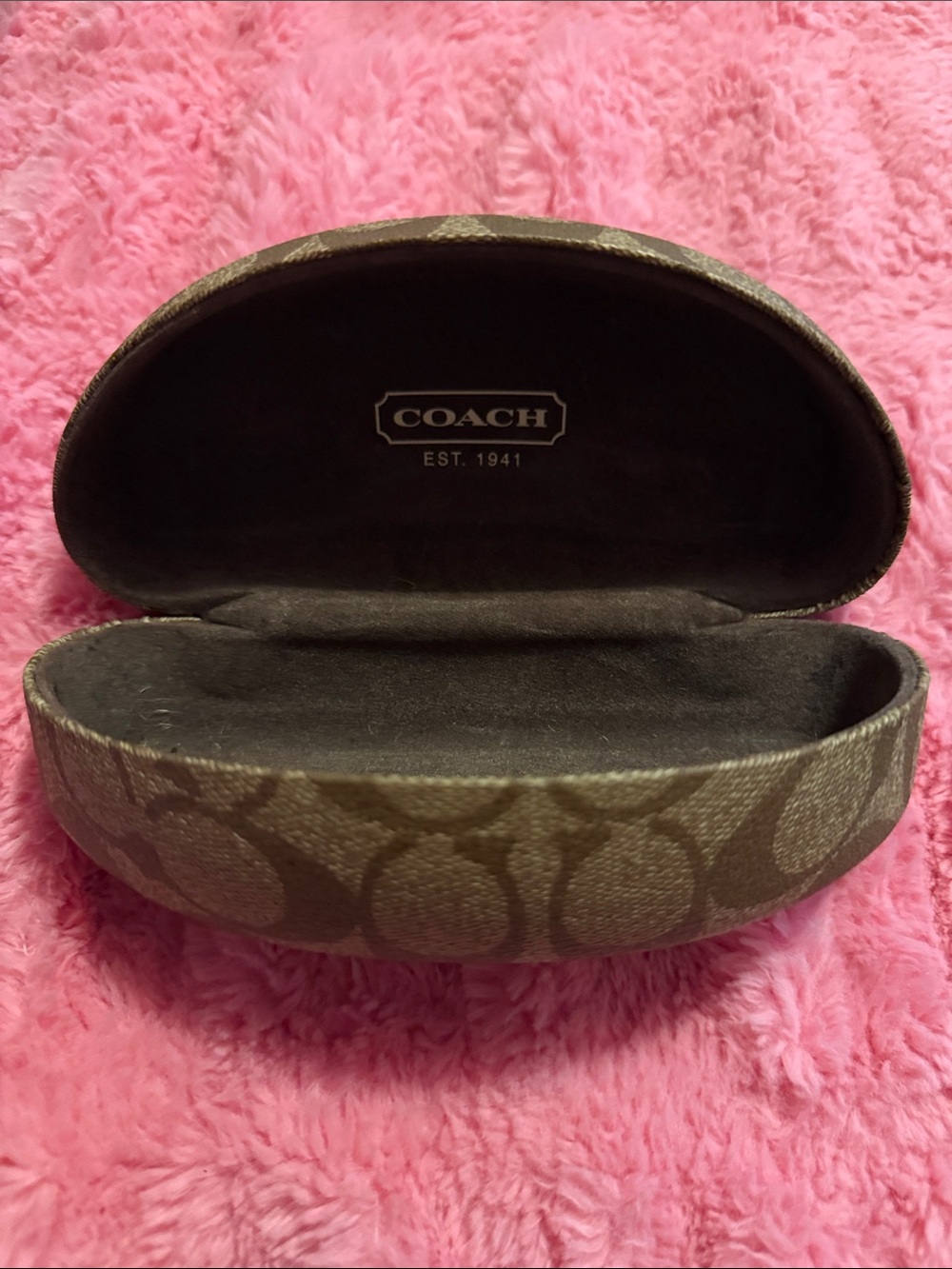 Coach Brown Signature Pattern Eyewear Case